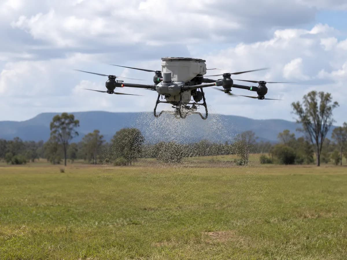 Drone seeding a pasture